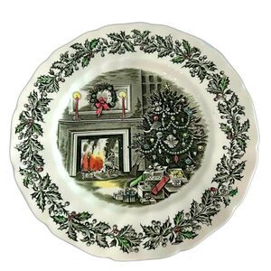 Johnson Bros Merry Xmas Dinner Plate Hand Engraved Pattern Excellent Condition